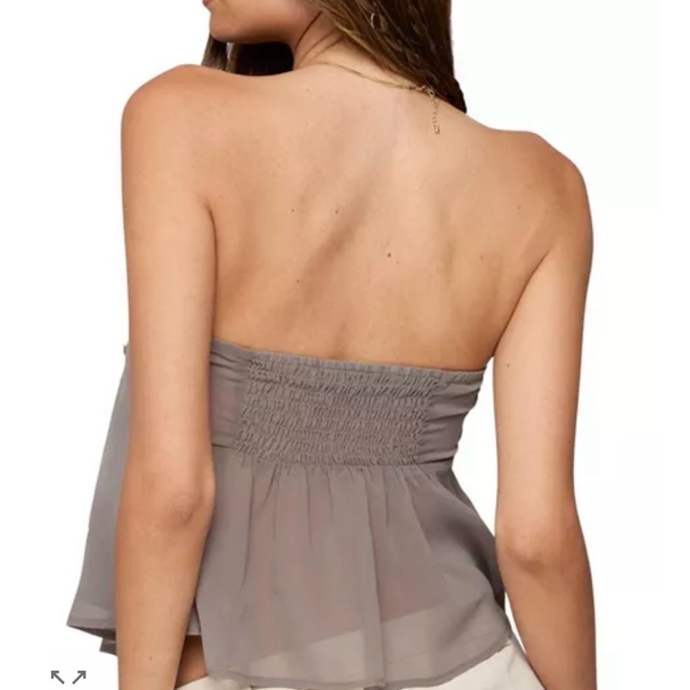 Edikted Lenie Strapless Chiffon Babydoll Top Large Y2K - Picture 2 of 7